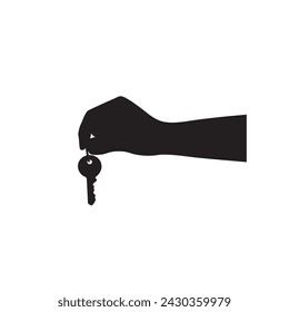 hand with key silhouette vector image