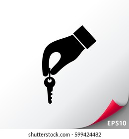 Hand with key simple icon
