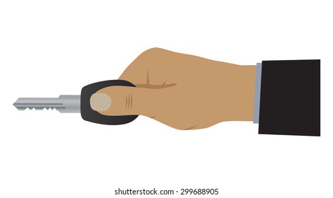 Hand with a key. Vector illustration. Elements for design. 