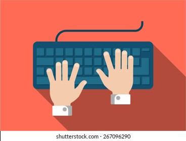 Hand Keyboard Typing Vector