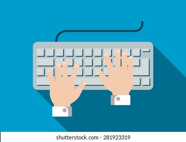 hand keyboard typing vector