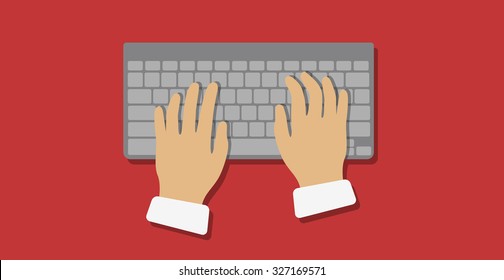 Hand Keyboard Typing Vector