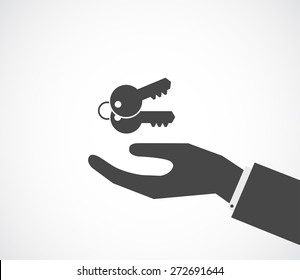 Hand With Keys Black Icon Design