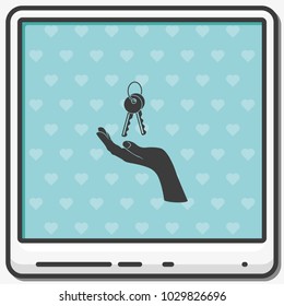 Hand with keys flat vector icon.