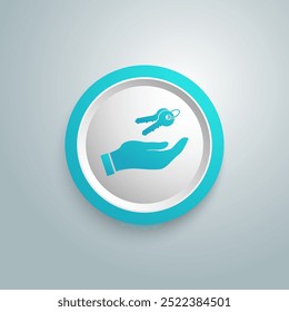 Hand with keys icon blue button. Vector