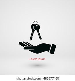 hand with keys icon, flat design best vector icon