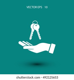 hand with keys icon, flat design best vector icon