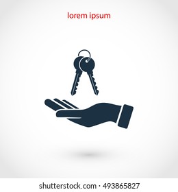 hand with keys icon, flat design best vector