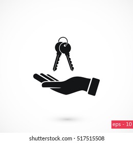 hand with keys icon, flat design best vector icon