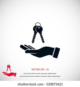 hand with keys icon, flat design best vector icon