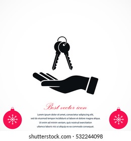 hand with keys icon, flat design best vector icon