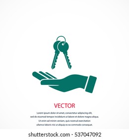 hand with keys icon, flat design best vector icon