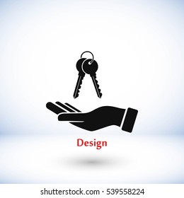 hand with keys icon, flat design best vector icon