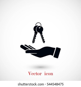 hand with keys icon, flat design best vector icon