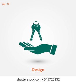 hand with keys icon, flat design best vector icon