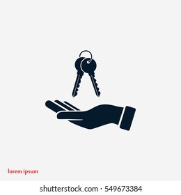 hand with keys icon, flat design best vector icon
