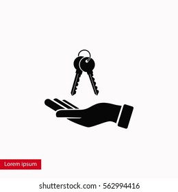 hand with keys icon, flat design best vector icon