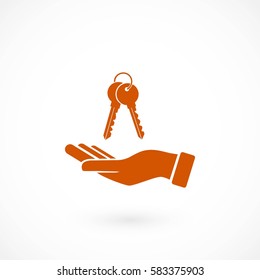 hand with keys icon, flat design best vector icon