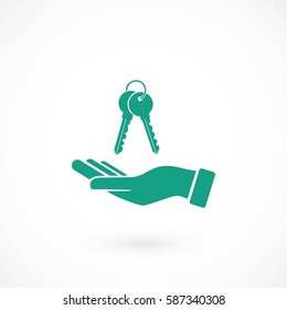 hand with keys icon, flat design best vector icon