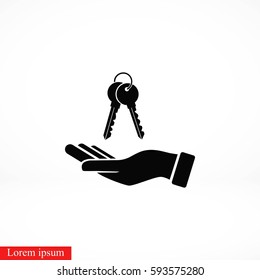hand with keys icon, flat design best vector icon