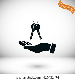hand with keys icon, flat design best vector icon