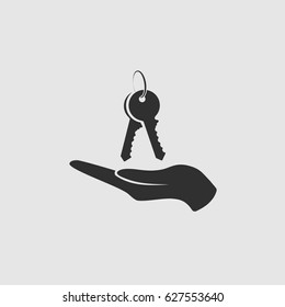 hand with keys icon, flat design best vector icon