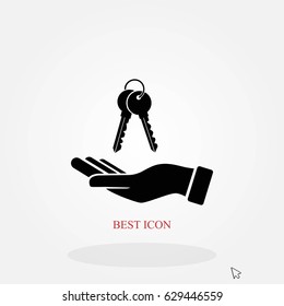 hand with keys icon, flat design best vector icon