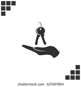 hand with keys icon, flat design best vector icon