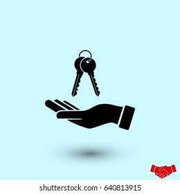 hand with keys icon, flat design best vector icon