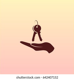 hand with keys icon, flat design best vector icon