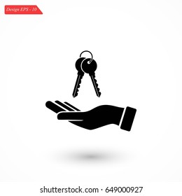 hand with keys icon, flat design best vector icon