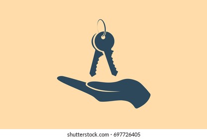 hand with keys icon, flat design best vector icon