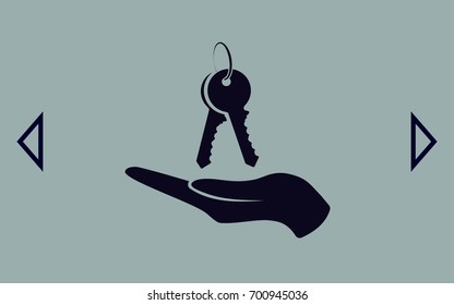 hand with keys icon, flat design best vector icon