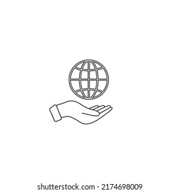 Hand with keys line icon on the white background. Vector flat sign
