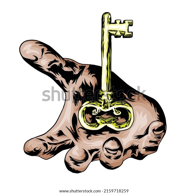 hand and keys vector\
White background