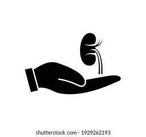Hand and kidney icon flat style illustation