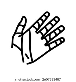 hand kinesio tape on fingers line icon vector. hand kinesio tape on fingers sign. isolated contour symbol black illustration