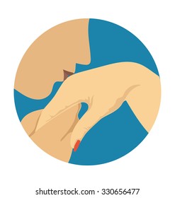 
Hand Kissing Colored Vector Illustration
