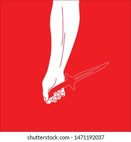 hand with knife blood vector icon
