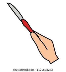 hand with knife cutlery