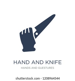 Hand and Knife icon. Trendy flat vector Hand and Knife icon on white background from Hands and guestures collection, vector illustration can be use for web and mobile, eps10