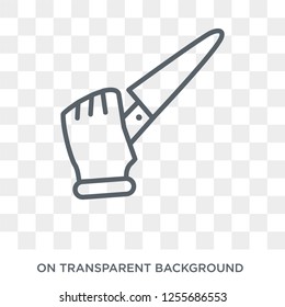Hand and Knife icon. Trendy flat vector Hand and Knife icon on transparent background from Hands and guestures collection. High quality filled Hand and Knife symbol use for web and mobile