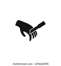 Hand and Knife icon. Trendy flat vector 