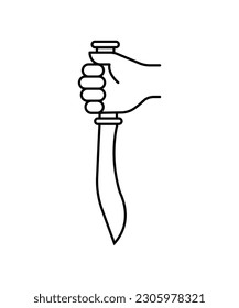 hand with knife icon, vector best line icon.