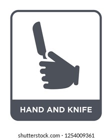 hand and knife icon vector on white background, hand and knife trendy filled icons from Hands and guestures collection, hand and knife simple element illustration