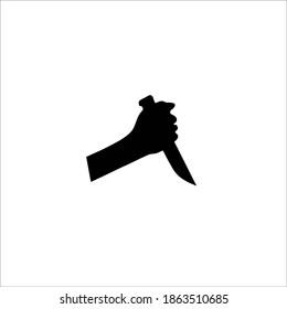 Hand With Knife Symbol Logo. Vector Illustration.