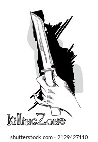 Hand with a knife. Woman's hand with a knife. Killing Zone.