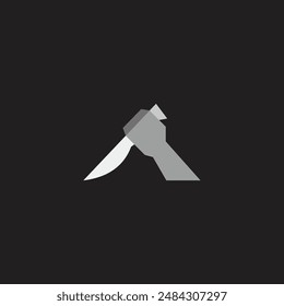 hand knifes shadow flat 3d gradient symbol vector 