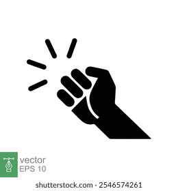 Hand knocking icon. Simple solid style. Hand punch gesture, people, man arm, knuckle, knocker, glyph, flat sign, hit symbol. Vector illustration isolated on white background. EPS 10.