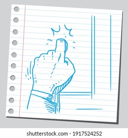 Hand knocking on door.Sketch style illustration.